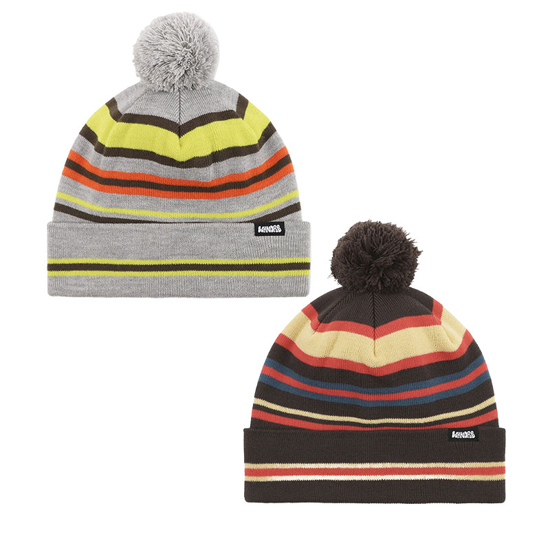 WKNDRS(ウィーケンダーズ)/ MULTI-STRIPE POM POM BEANIE -2.COLOR-