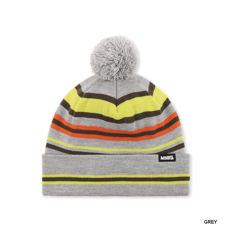 WKNDRS(ウィーケンダーズ)/ MULTI-STRIPE POM POM BEANIE -2.COLOR-