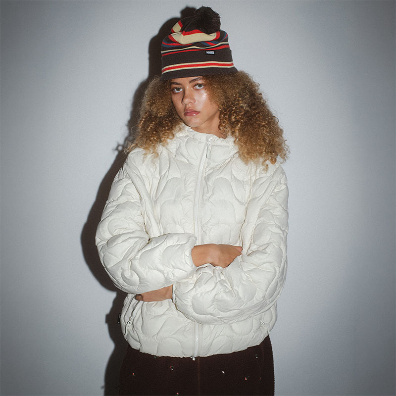 WKNDRS(ウィーケンダーズ)/ MULTI-STRIPE POM POM BEANIE -2.COLOR-