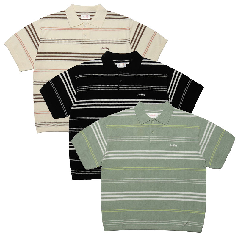 GOOD DAY(グッデイ)/ BORDER SS KNIT POLO -3.COLOR-