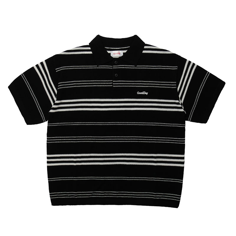 GOOD DAY(グッデイ)/ BORDER SS KNIT POLO -3.COLOR-(BLACK)