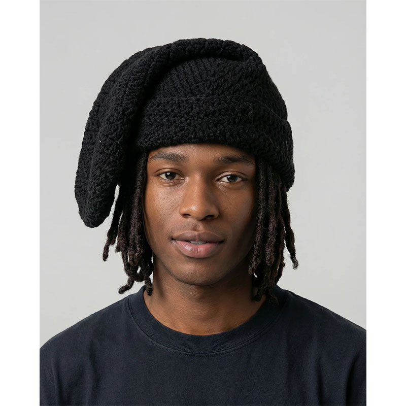 Arkyve(アーカイヴ)/ Shadow Moss Crochet Sock Hat -BLACK-