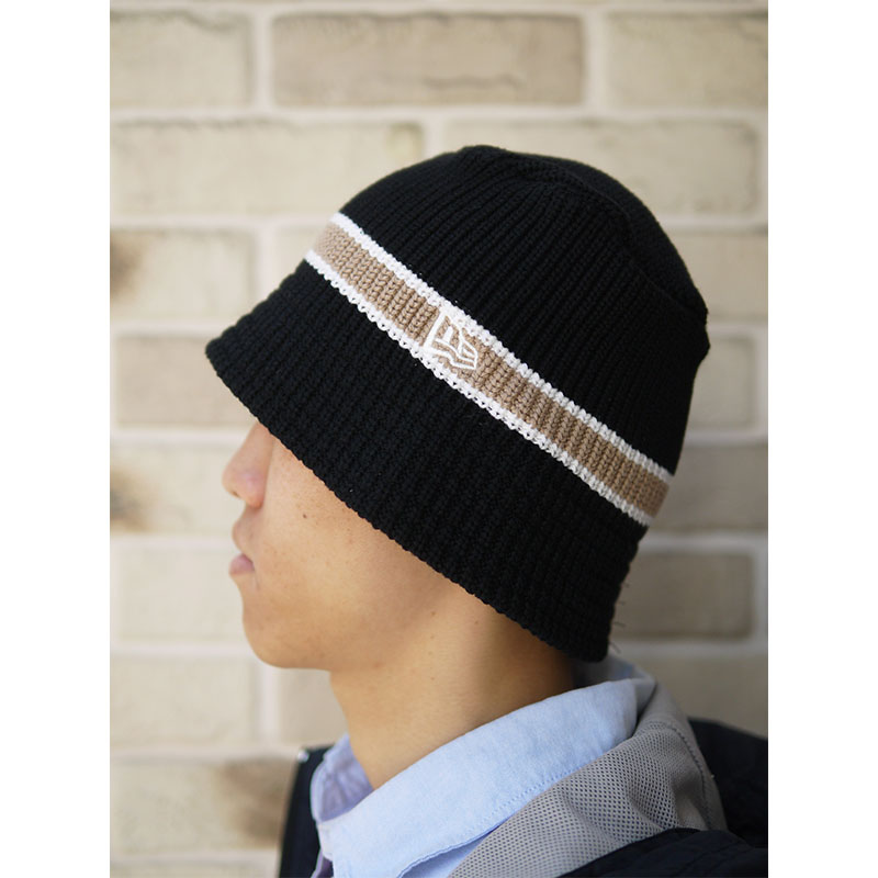 NEW ERA(ニューエラ)/ KNIT BUCKET LINE -BLACK×BEIGE-