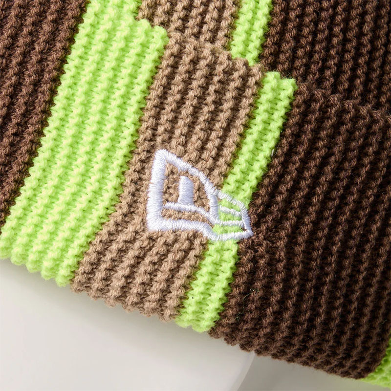 NEW ERA(ニューエラ)/ BASIC CUFF KNIT STRIPE KHAKI/YELLOW