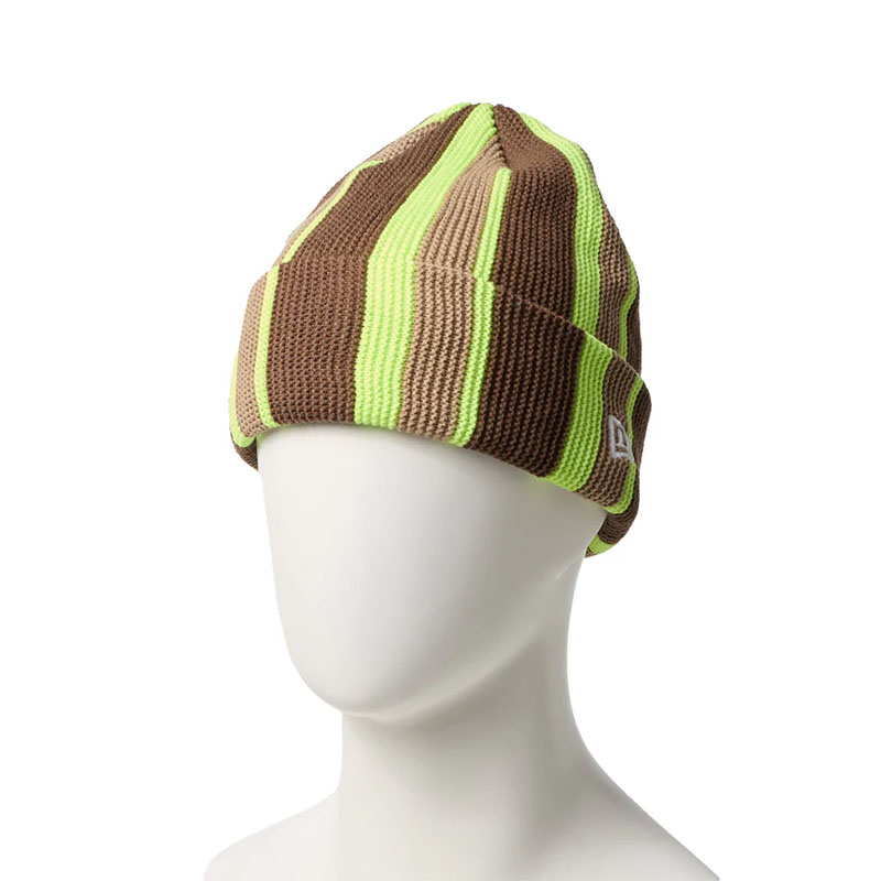 NEW ERA(ニューエラ)/ BASIC CUFF KNIT STRIPE KHAKI/YELLOW