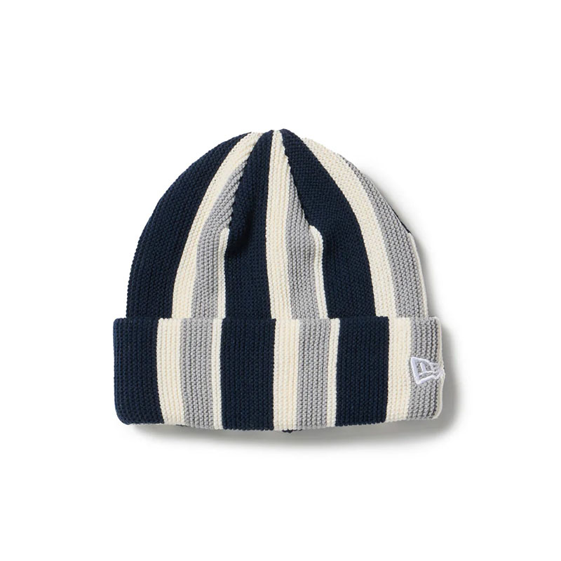 NEW ERA(ニューエラ)/ BASIC CUFF KNIT STRIPE NAVY/GREY