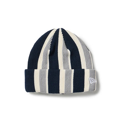 NEW ERA(ニューエラ)/ BASIC CUFF KNIT STRIPE NAVY/GREY